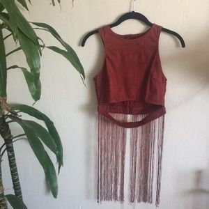 4/$25 Unique flapper style tassel crop top